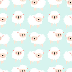 Cute seamless background with white sheep