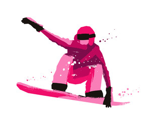 Silhouette of a snowboarder. Sport concept.