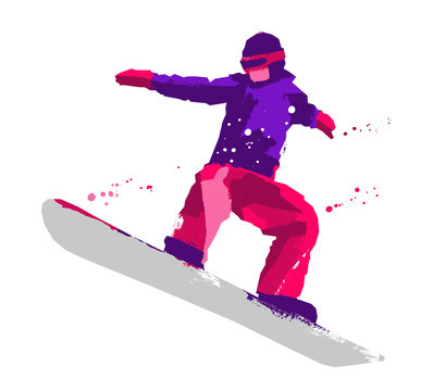 Sport concept. Silhouette of a snowboarder