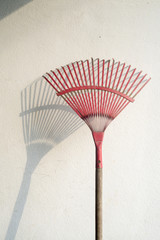Rake , isolated on wall , harrow