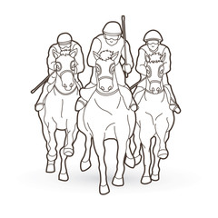Horse racing ,Jockey riding horse, design using outline graphic vector.