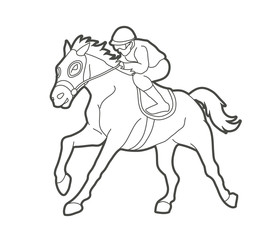 Horse racing ,Jockey riding horse, design using outline graphic vector.