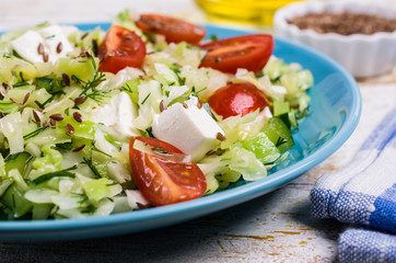 Salad with raw vegetables