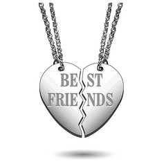 Best Friends Silver Jewelry Heart Charm on Chains