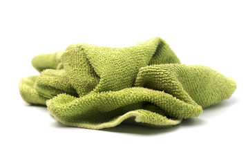 green microfiber cloth isolated on white background