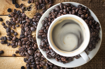 coffee cup on table top