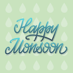 Happy Monsoon. Summer lettering. Vector elements for invitations, posters, greeting cards. T-shirt design