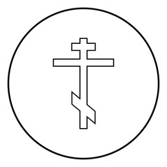 Fototapeta premium Cross eight-pointed of Greek-Catholic Orthodox icon black color vector illustration simple image