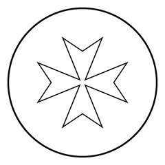 Fototapeta premium Maltese cross icon black color vector illustration simple image