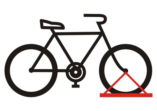 bicycle stand, black silhouette, vector icon,parking for wheel