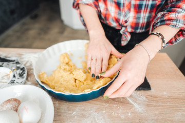 Housewife doing dough
