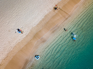 People Having Fun on the Beach Aerial Image