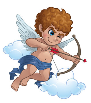 Cupid With A Bow And Arrow Vector Illustration Eps 10