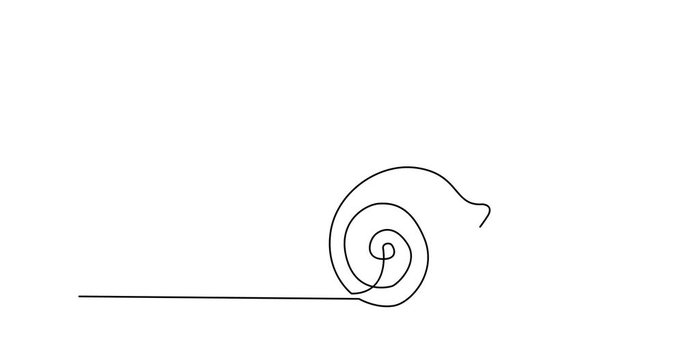 Self drawing animation of one line drawing of isolated vector object - snail