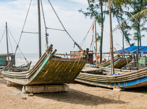 Bamboo fishing boats in Vietnam