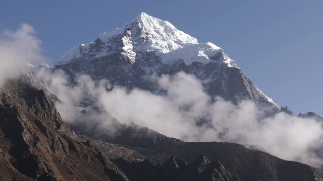 Magnificent view of Taboche peak (6495 m) in Nepal, Himalaya mountains.