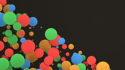 Colorful discs of random size on black background