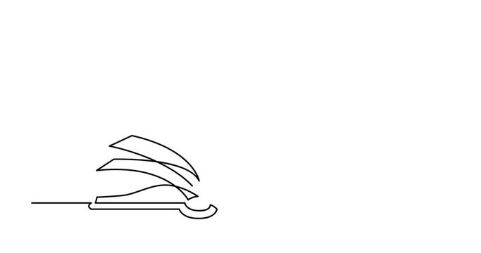 Self drawing animation of one line drawing of isolated vector object - open book