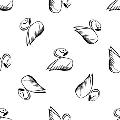Seamless vector pattern with black and white flamingo.