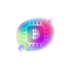 Bitcoin chip neon icon
