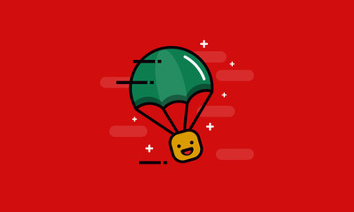 Parachute with Happy Smiling Emoji Happiness Delivery Concept