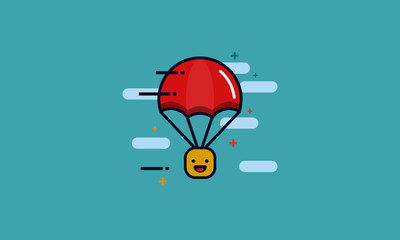 Parachute with Happy Smiling Emoji Happiness Delivery Concept