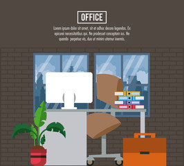 Office workplace banner information vector illustration graphic design