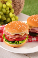 Picnic ham and cheese bun sandwiches