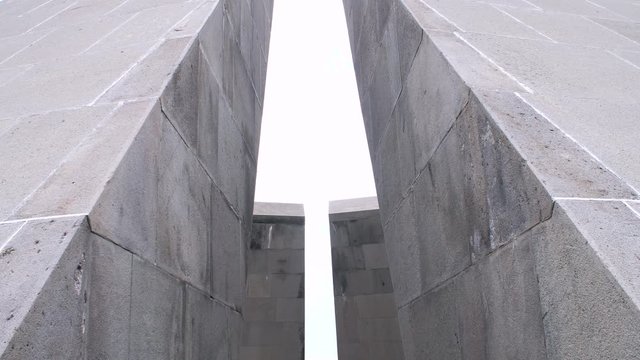 tilt of Eternal flame in Genocide Memorial Monument Tsitsernakaberd, in Yerevan, Armenia