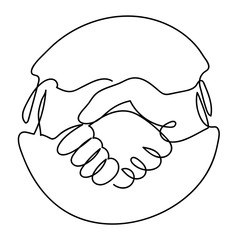 One line drawing of Handshake Icon in Circle
