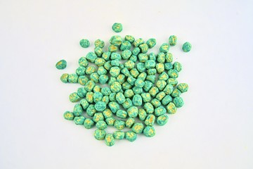 Dried pea seeds. Close-up on a white background