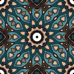 Seamless Floral pattern. Art-deco Geometric background. Modern graphic design. Vector illustration