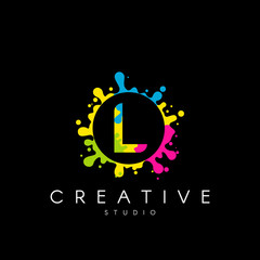 Letter P logo with colorful splash background