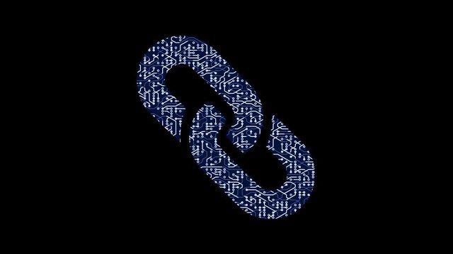 4k a futuristic circuit board with moving electrons shaped block chain,abstract electronic connections,Cripto currency bitcoin.Global internet finance,worldwide.