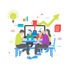 Working on the desk vector flat illustration
