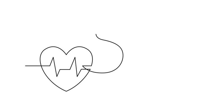 Self drawing animation of one line drawing of isolated vector object - health care cost with heart and dollar