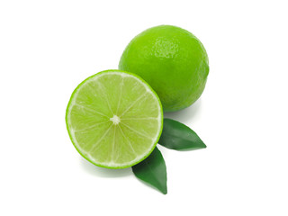 Fresh lime slice isolated on white background