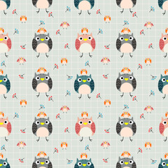 Cute bird seamless pattern