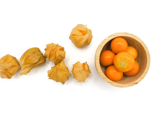 Fresh cape goosebery, physalis, on white background