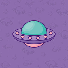 spaceship icon over purple background, colorful design. vector illustration