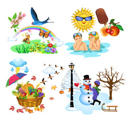 vector illustration of the four seasons of the year