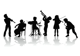 vector collection of musicians silhouettes - obrazy, fototapety, plakaty