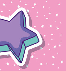 cute star icon over pink background, colorful design. vector illustration
