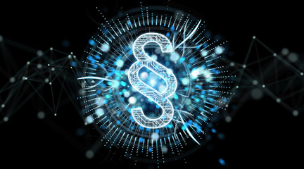 Law paragraph digital hologram background 3D rendering