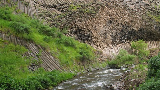 Geological Formation of Octogonal Basalt Columns in rock, Garni Gorge Mountain, Armenia 10