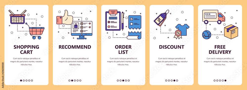 Wall mural vector line art web and mobile app template set