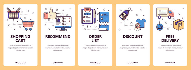 Vector line art web and mobile app template set