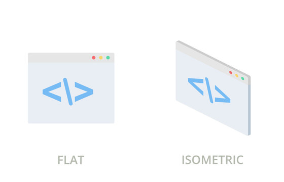 Source code flat and isometric vector icons