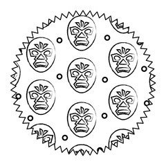 seal stamp with wrestler mask pattern over white background, vector illustration