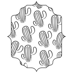 arabic frame with cactus plant pattern over white background, vector illustration
